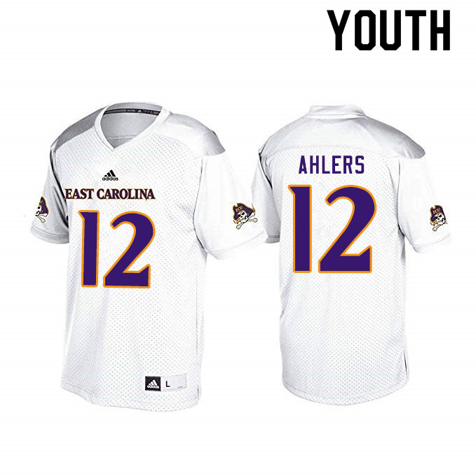 Youth #12 Holton Ahlers ECU Pirates College Football Jerseys Sale-White